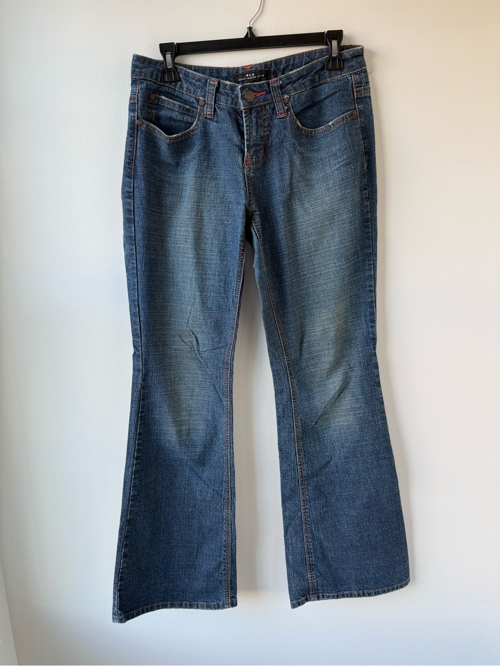 Heart Moon Star Women's Flare Jeans in Blue Denim
